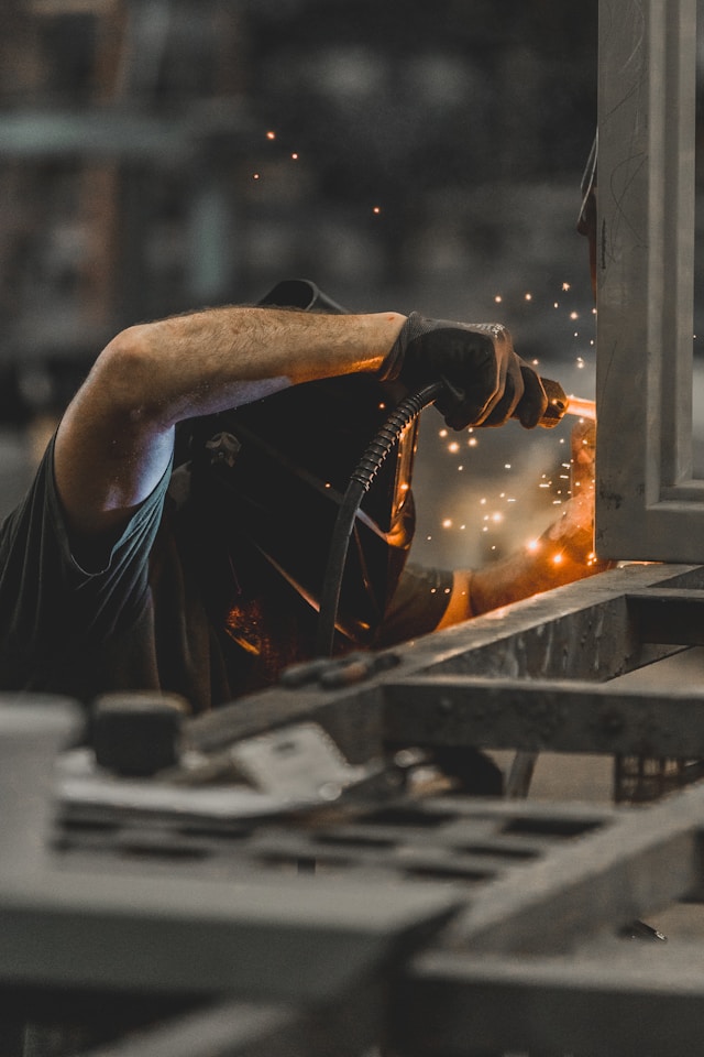 a welder welding