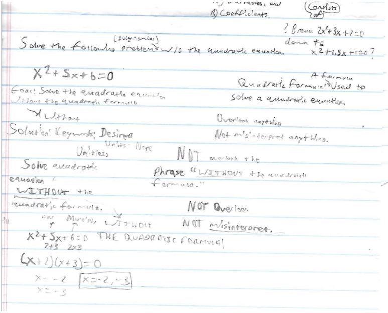 a sheet of paper with a math problem

