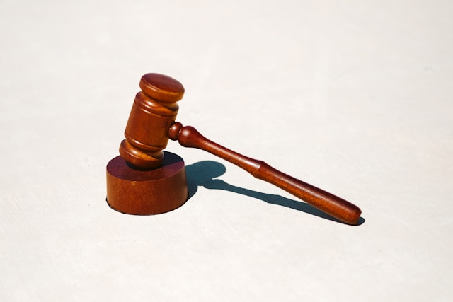 gavel on a sound block