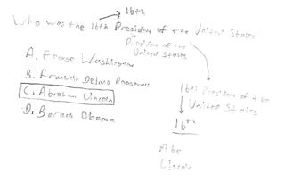 a multiple choice question with Abraham Lincoln as the correct answer